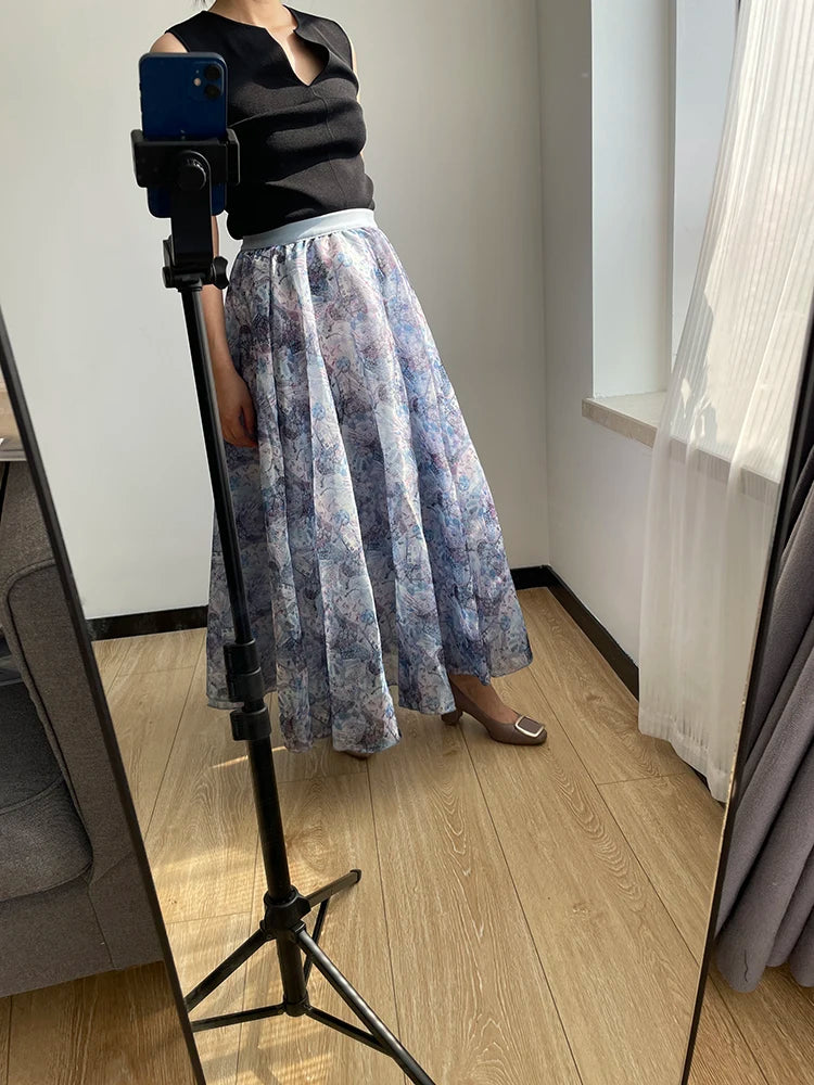 Polished Luster Lurex Midi Skirt Women's Chic Retro Vintage  Classic Skirt Boutique Clothing
