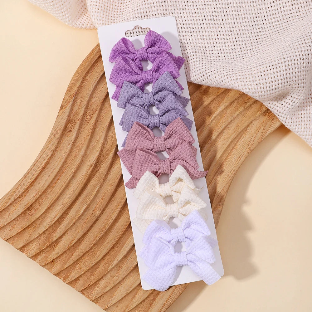 10Pcs/Set Colorful Soft Cotton Bow Hairpins Sweet Plaid Design Mini Hair Clips Toddler BarrettesFor Baby Girls Hair Accessories