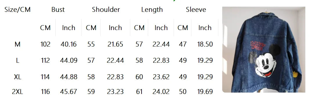 Boutique Cartoon Clothing Mickey Printed Denim Jacket Women Spring And Autumn Loose Large Size Jacket Cartoon Casual loose Top