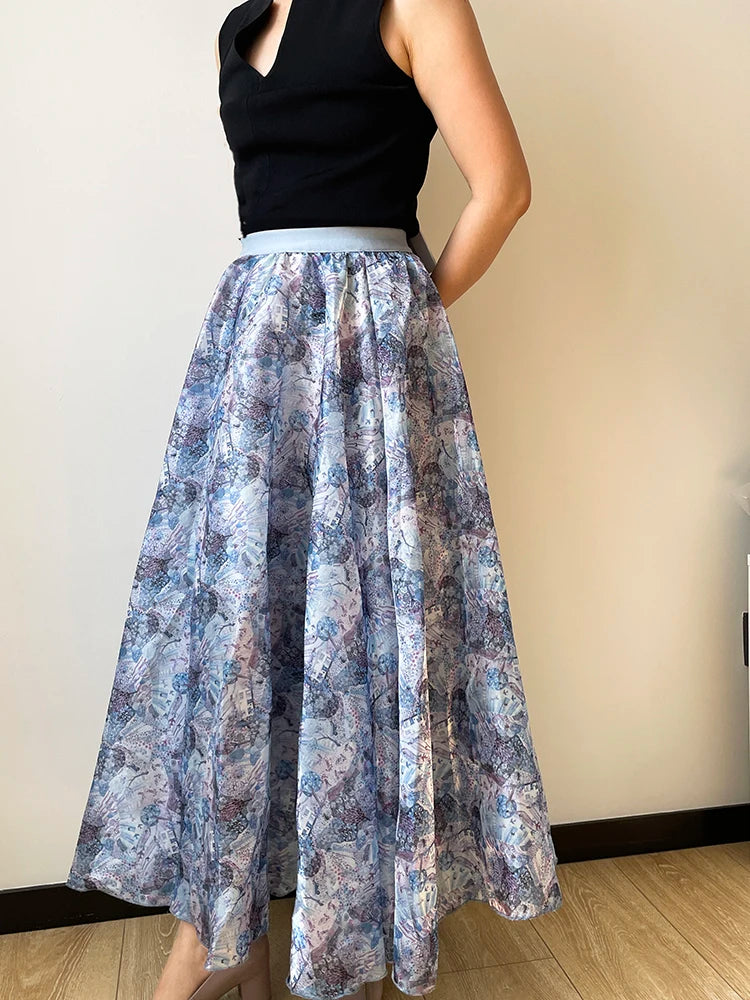 Polished Luster Lurex Midi Skirt Women's Chic Retro Vintage  Classic Skirt Boutique Clothing
