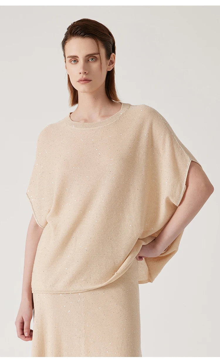 BC1155 Boutique Luxury Brand Women's Clothing Summer loose Knitted Pullover Linen Silk plus size  Sweaters