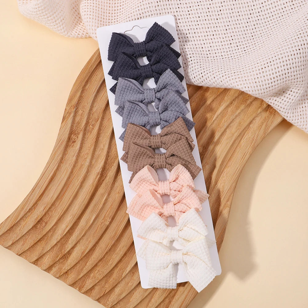 10Pcs/Set Colorful Soft Cotton Bow Hairpins Sweet Plaid Design Mini Hair Clips Toddler BarrettesFor Baby Girls Hair Accessories