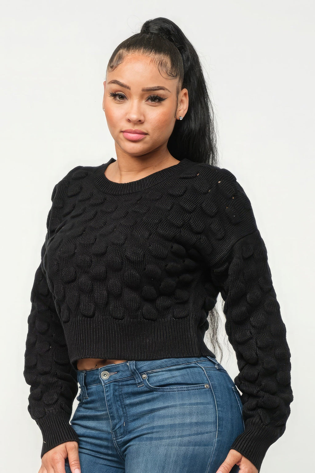 Avocado Grid Sweater Top