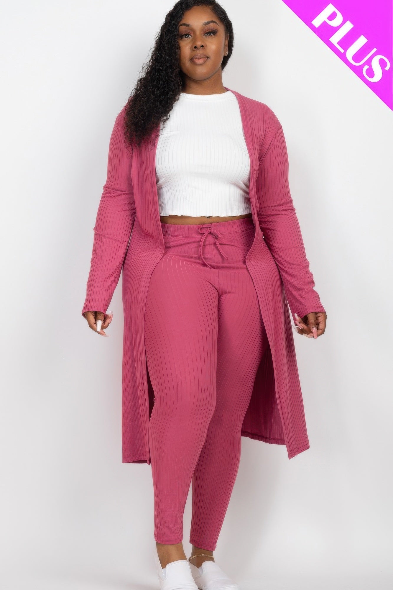 Ribbed Lounge Layers Cardigan & Leggings Set