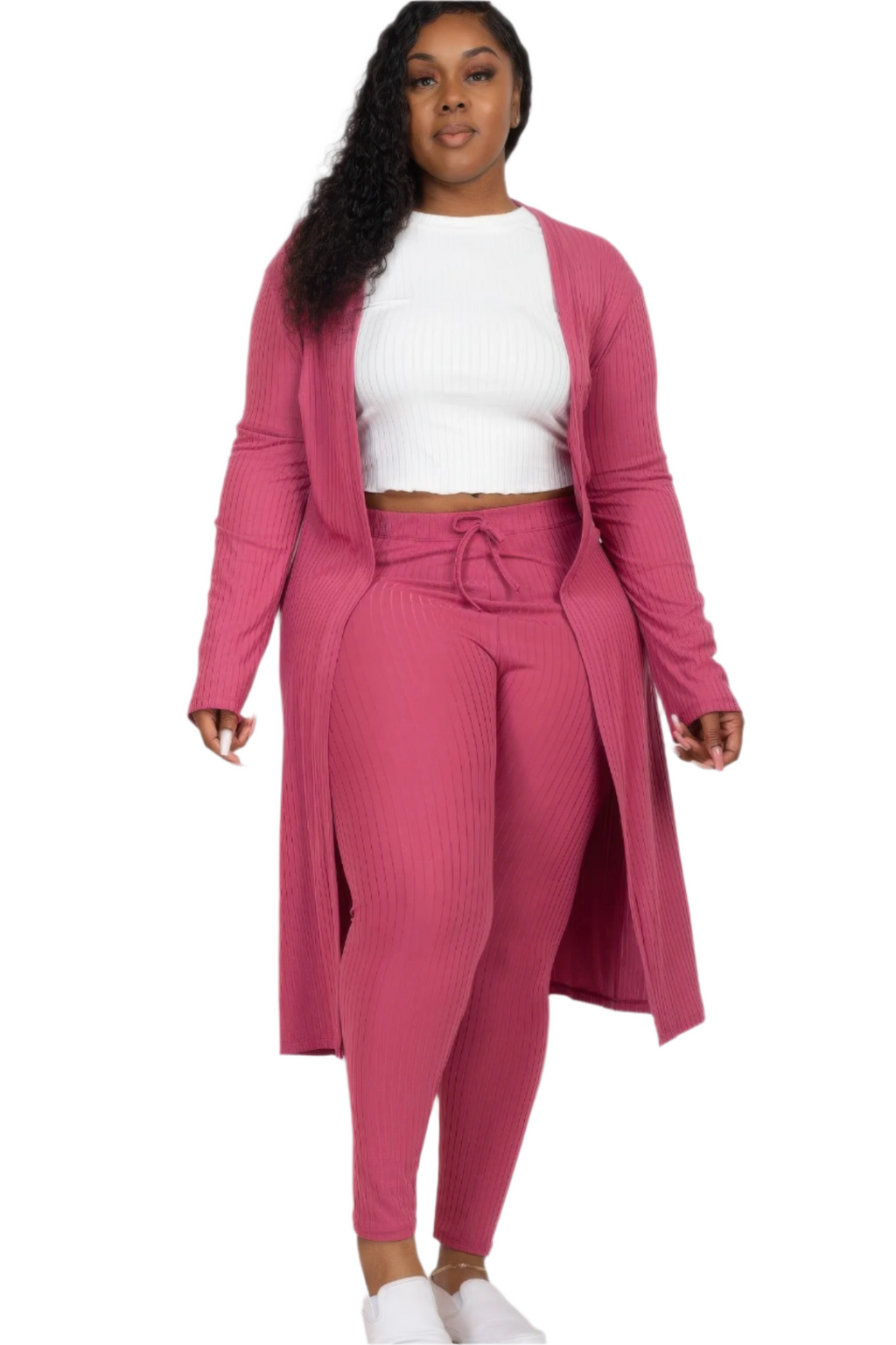 Ribbed Lounge Layers Cardigan & Leggings Set