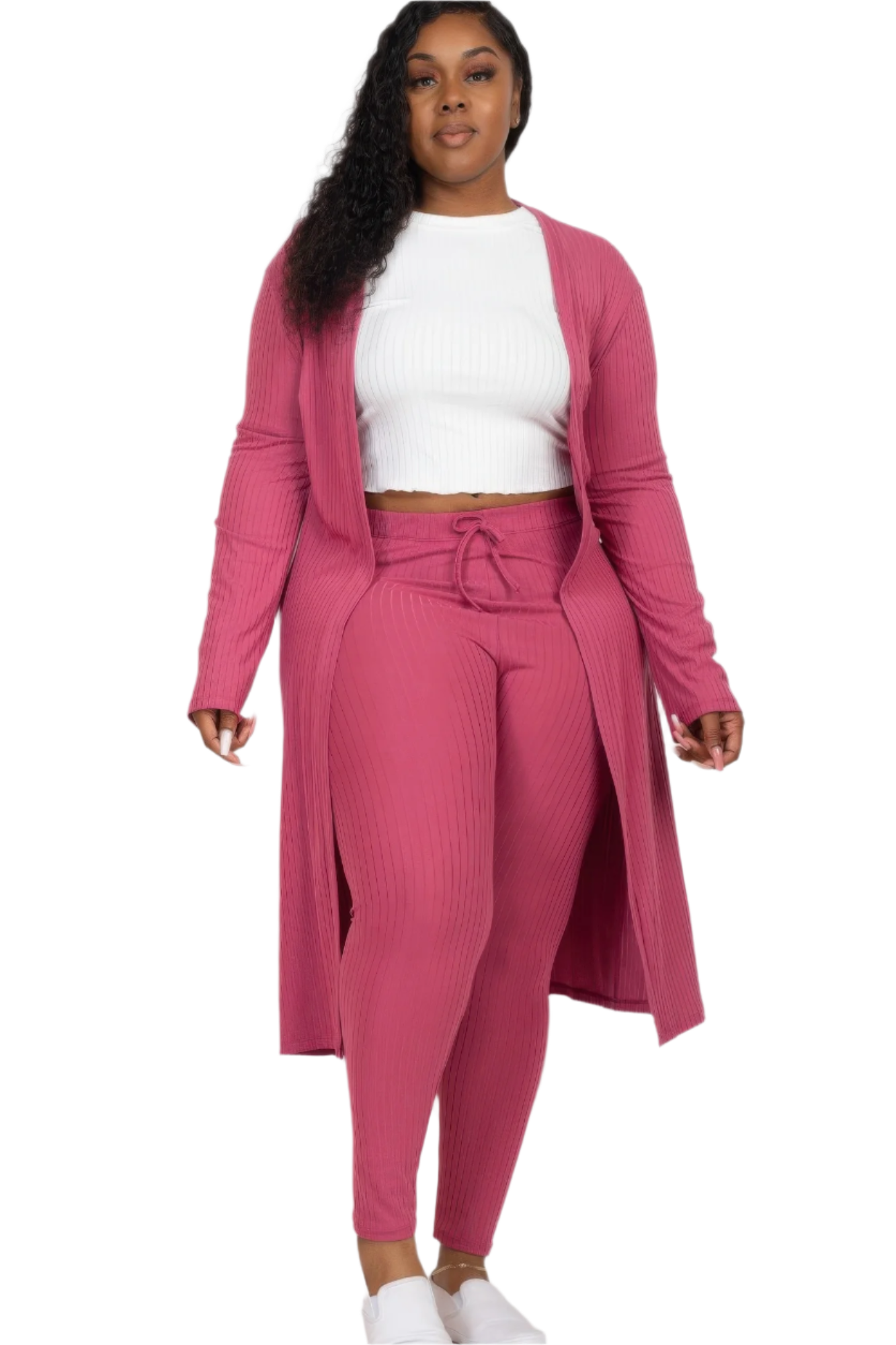 Ribbed Lounge Layers Cardigan & Leggings Set