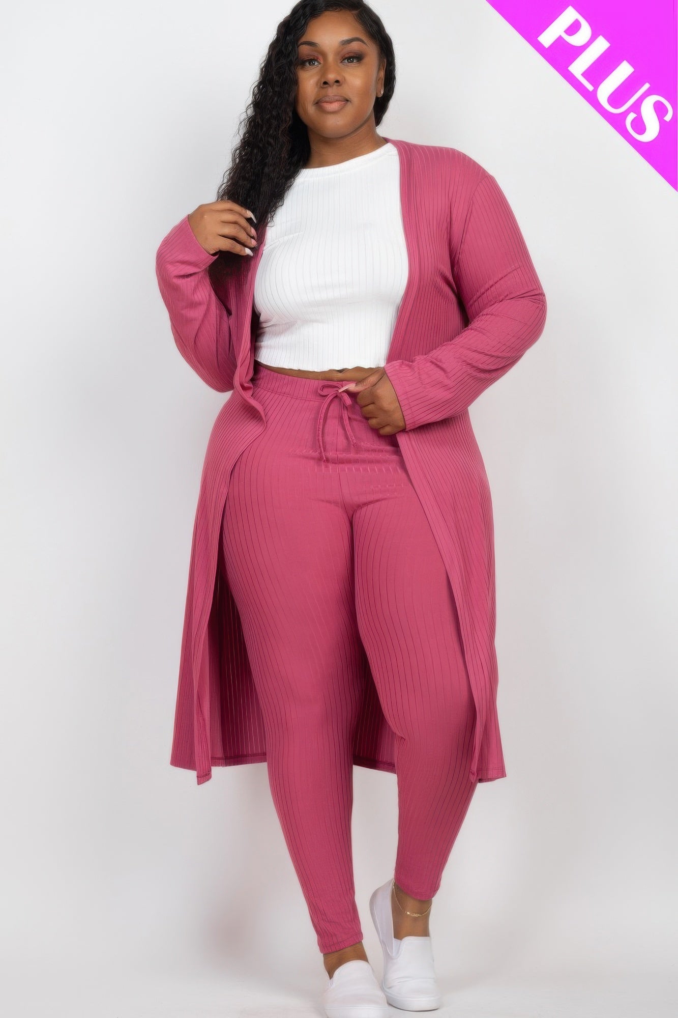 Ribbed Lounge Layers Cardigan & Leggings Set