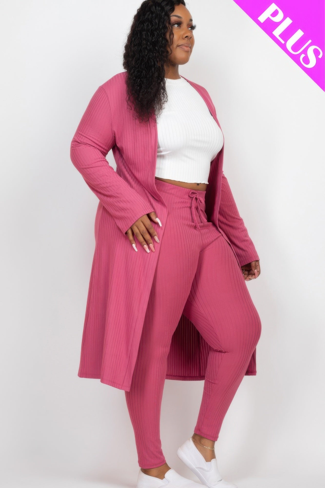 Ribbed Lounge Layers Cardigan & Leggings Set