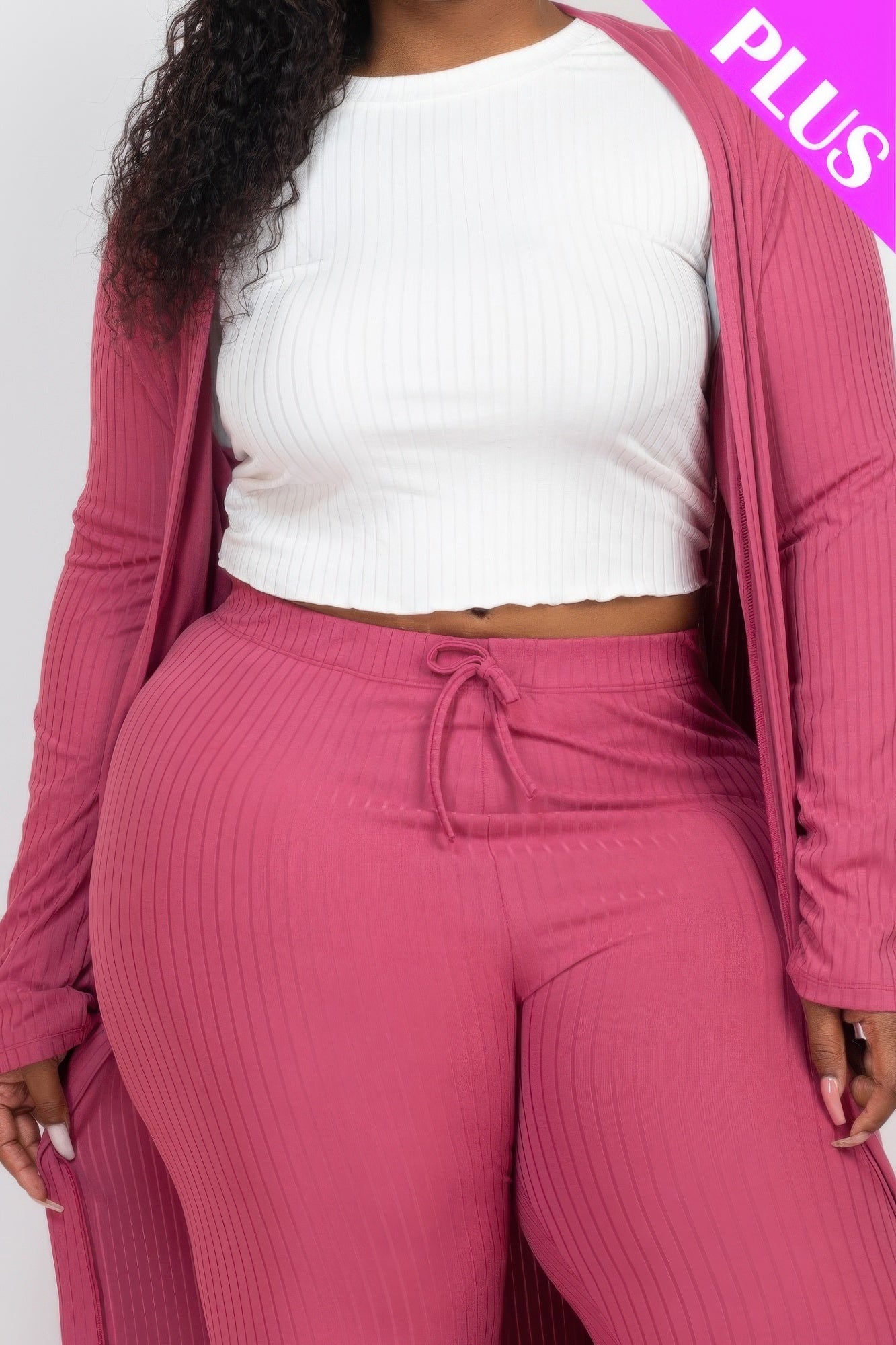Ribbed Lounge Layers Cardigan & Leggings Set