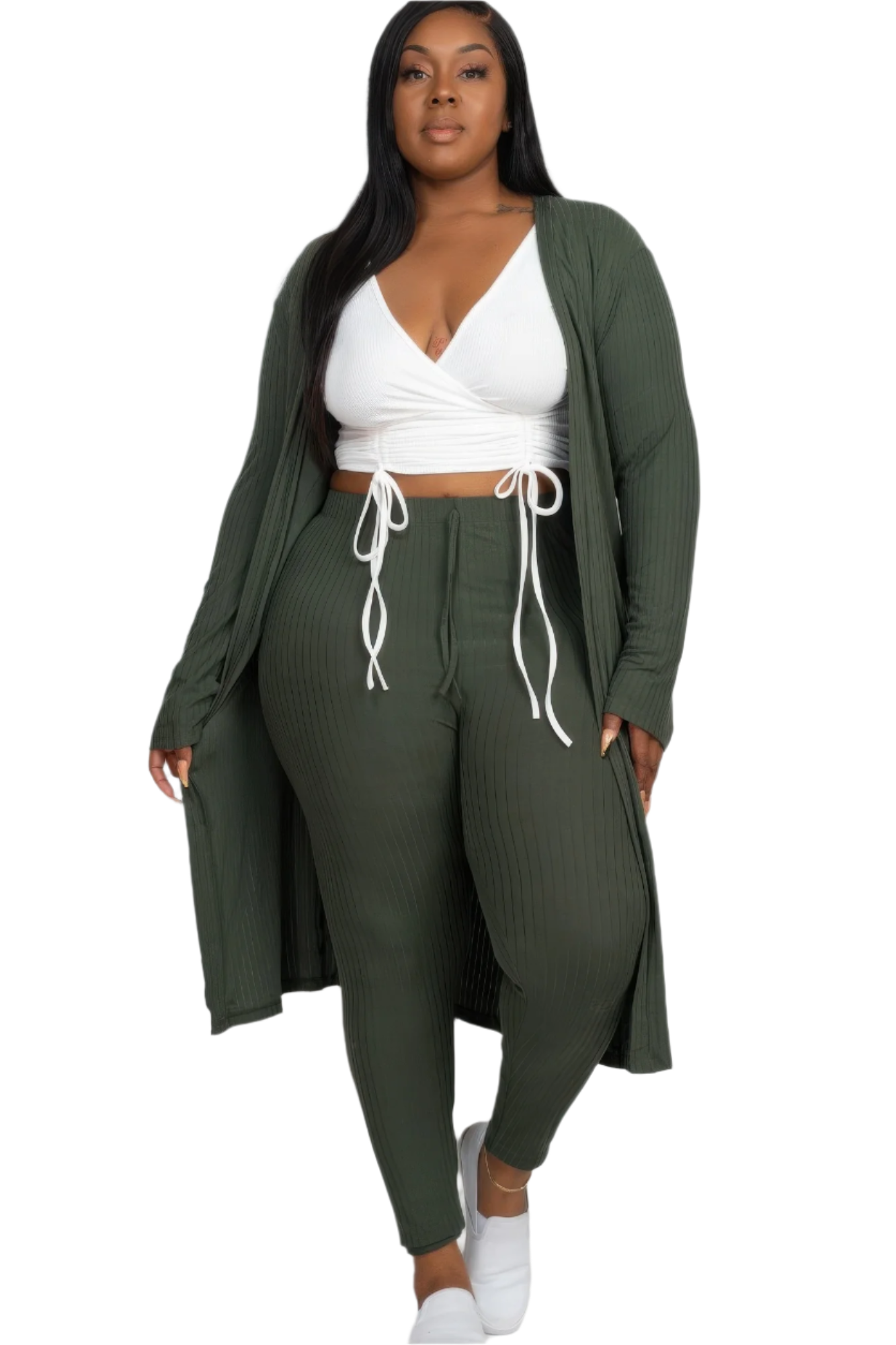 Ribbed Lounge Layers Cardigan & Leggings Set