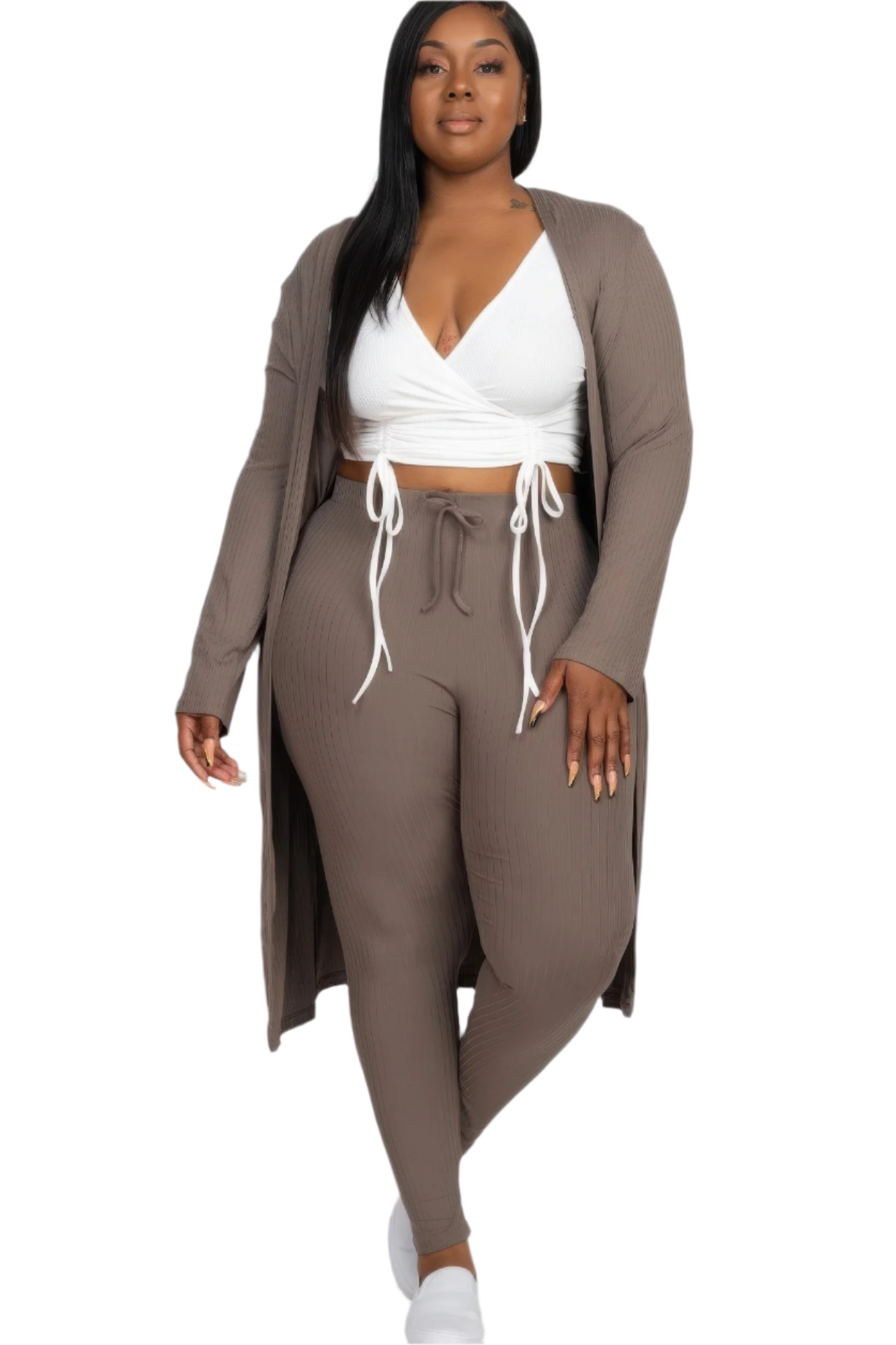Ribbed Lounge Layers Cardigan & Leggings Set