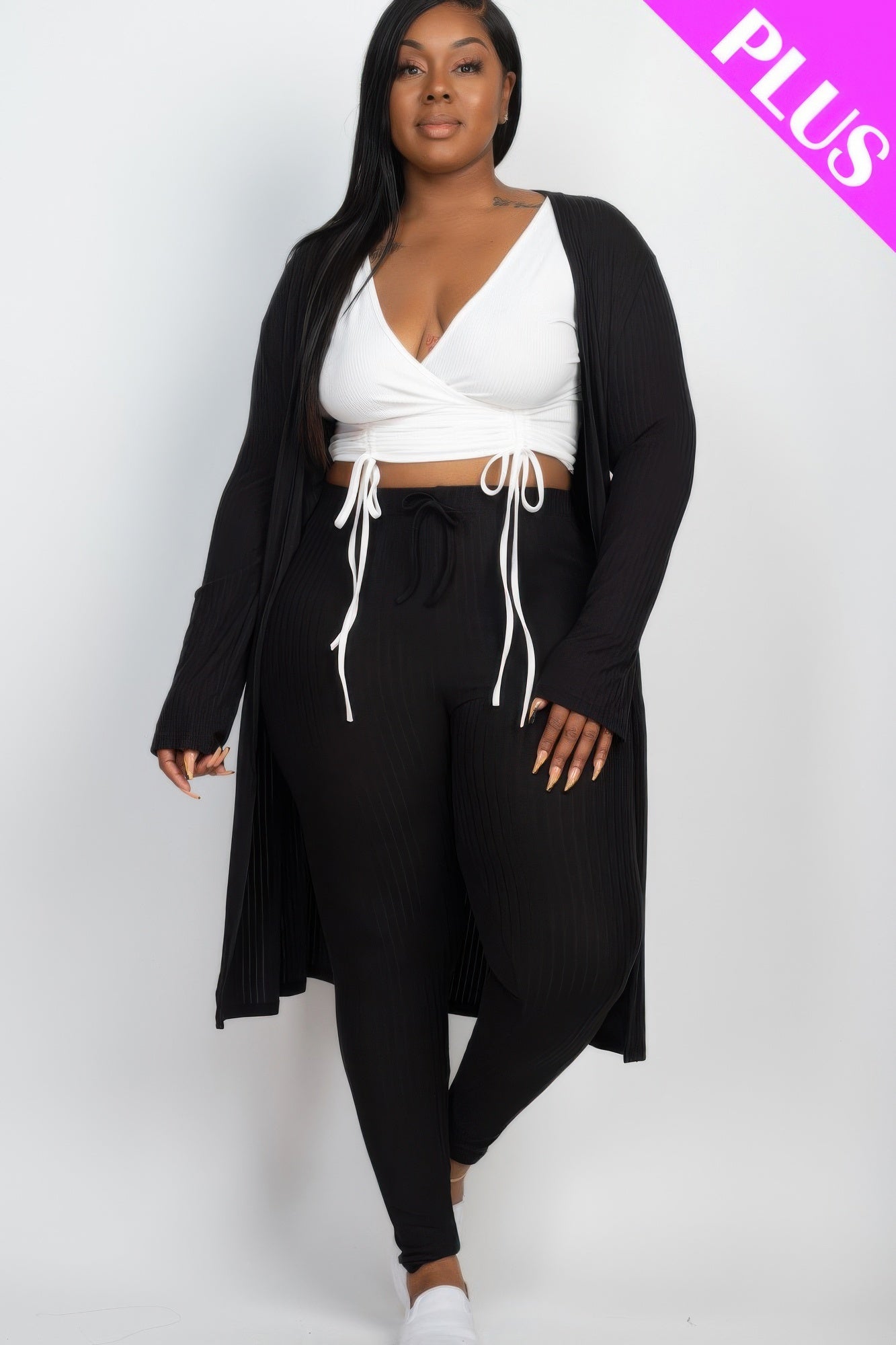 Ribbed Lounge Layers Cardigan & Leggings Set