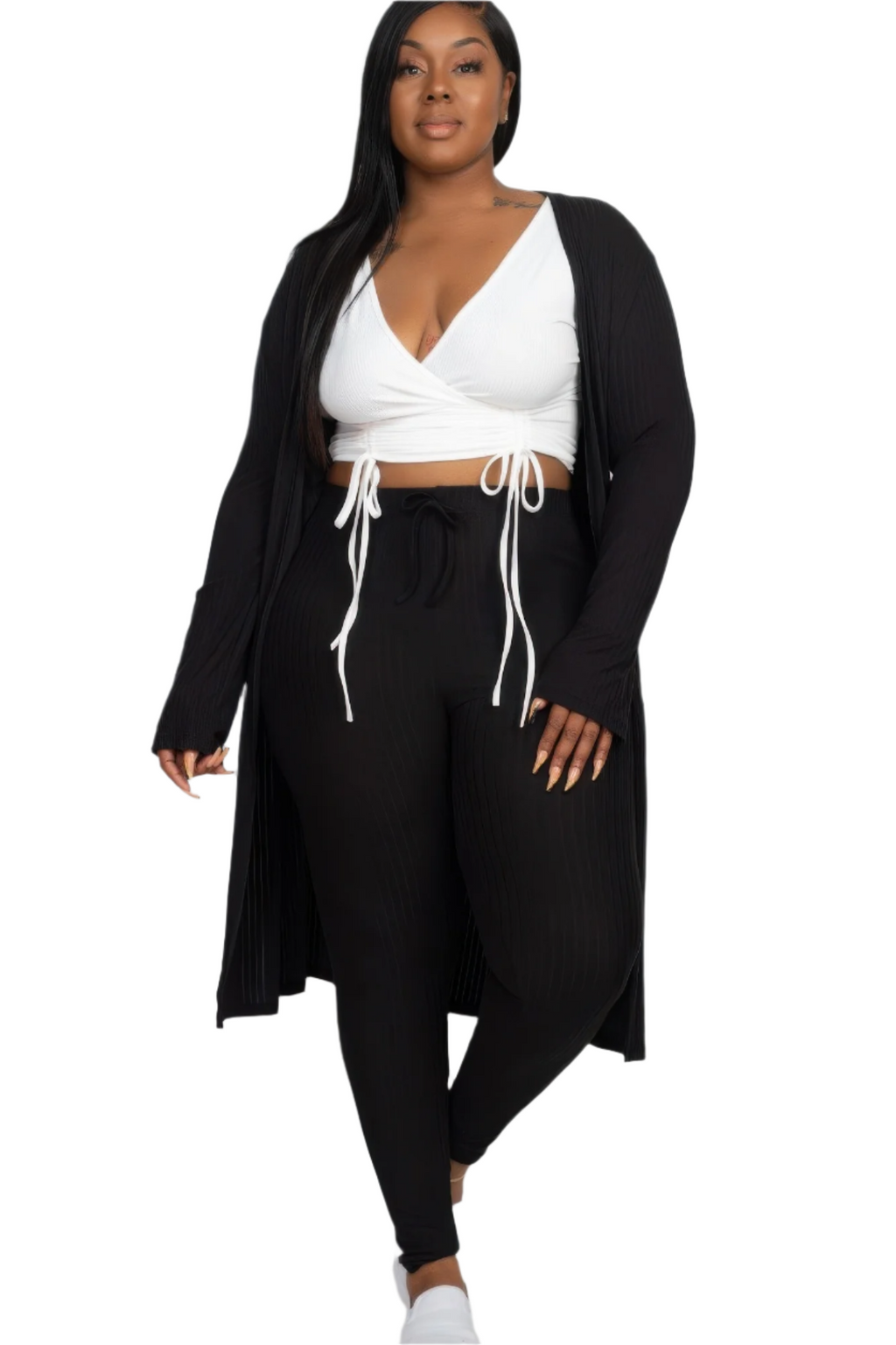 Ribbed Lounge Layers Cardigan & Leggings Set