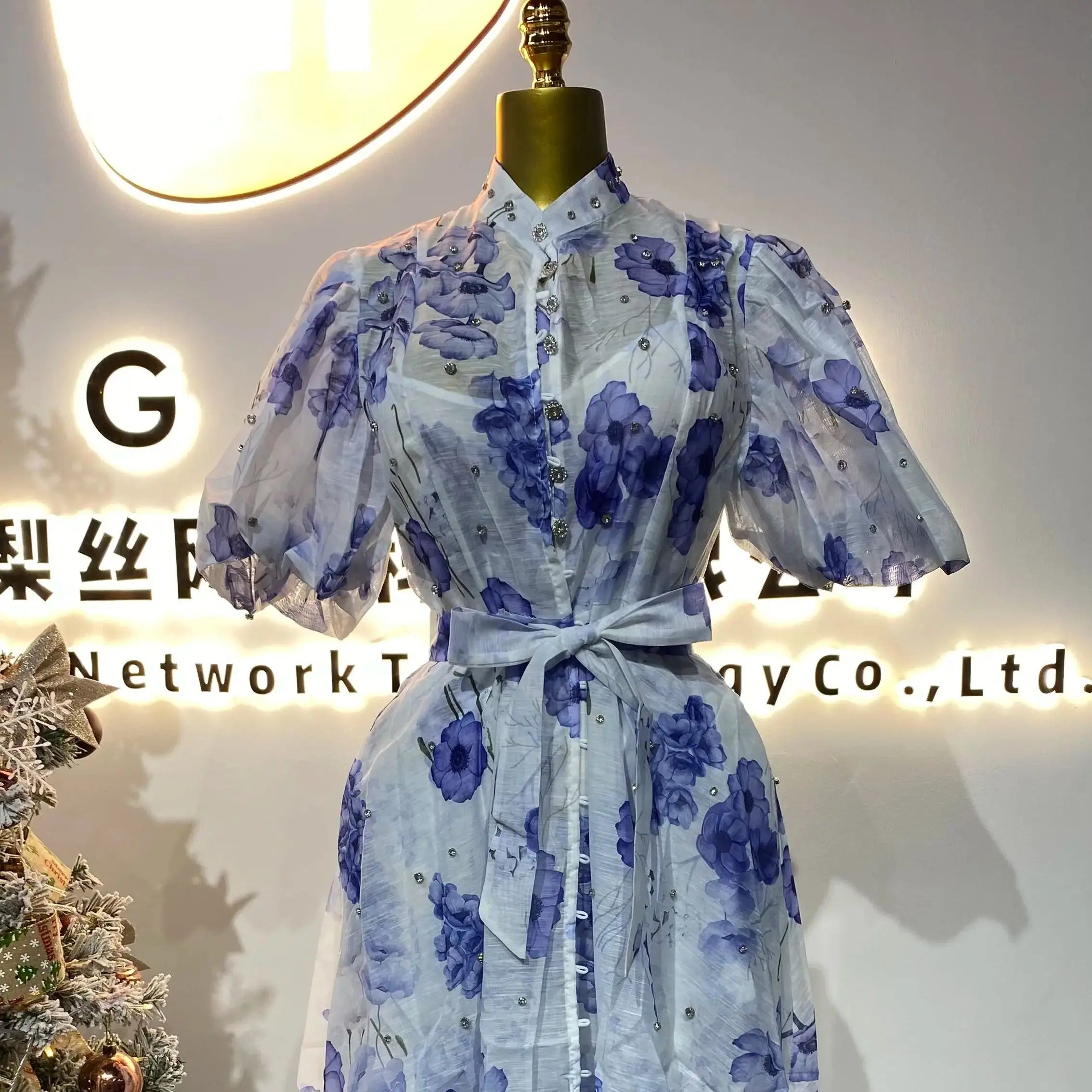 Boutique wholesale 2024 summer new French elegant style lace-up bow tie collar slim chiffon women's clothing-GZMM184