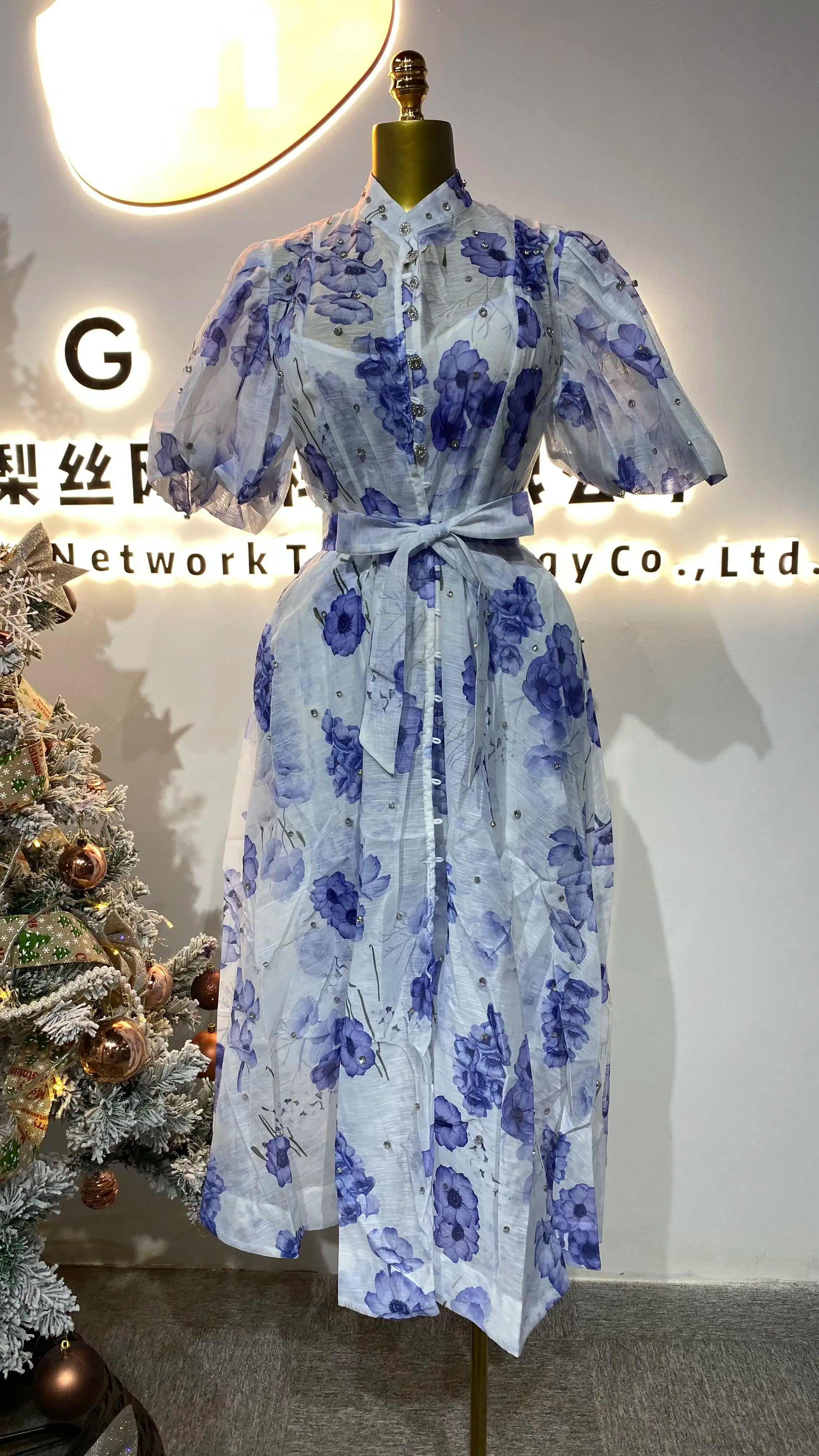 Boutique wholesale 2024 summer new French elegant style lace-up bow tie collar slim chiffon women's clothing-GZMM184