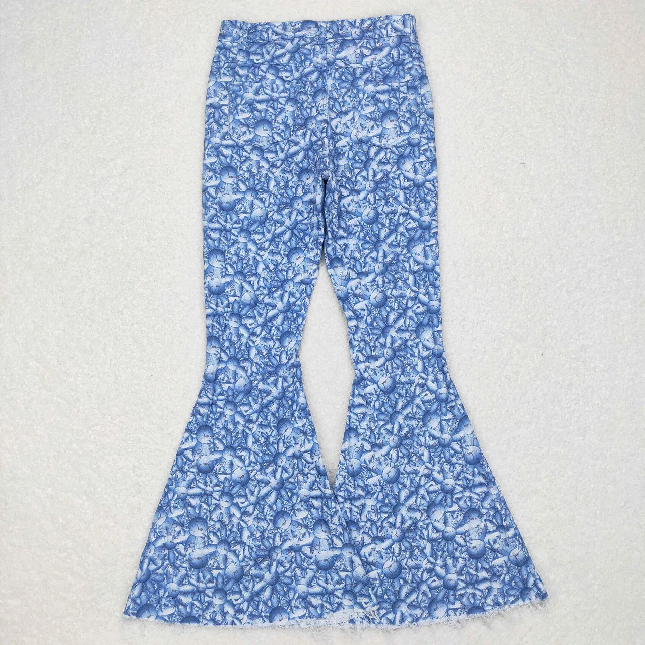 Wholesale Adult Women Leopard Stripes Denim Jeans Adjustable Bell Bottom Pants Pocket Woman Trousers Boutique Clothing