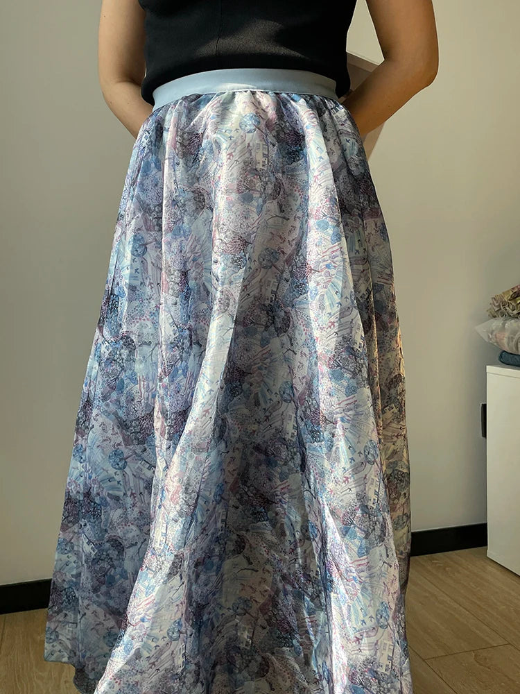 Polished Luster Lurex Midi Skirt Women's Chic Retro Vintage  Classic Skirt Boutique Clothing